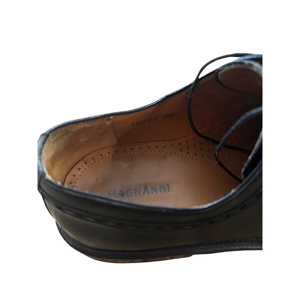 Magnanni Mens Black Leather Square Apron Toe Derby Dress‎ Shoes 10162 Size 8.5